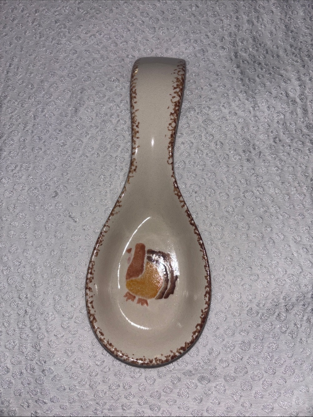 Vintage Loomco Ceramic Spoon Rest with Turkey - sponge ware